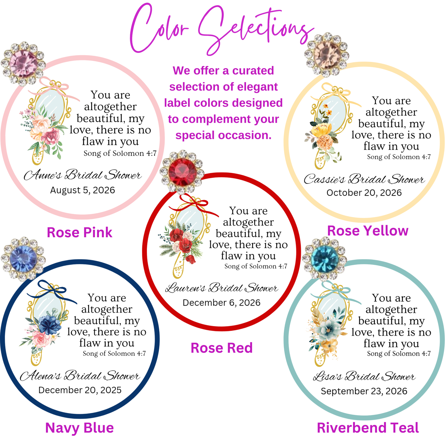 Mirror Bridal Shower Scripture Tea Party Favors (Set of 10)