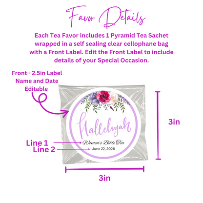 Hallelujah Floral Scripture Tea Bags for Women's Conference and Prayer Circle (Set of 20)