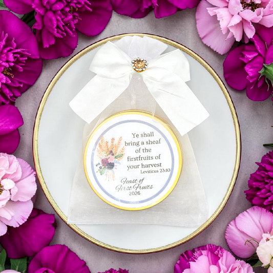 Feast of First Fruits: Scripture Verse Tea in Personalized Round Tins (Set of 10)