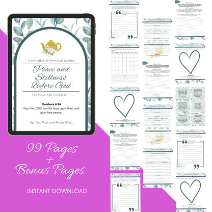 Peace and Stillness Before God Bible Journal with Scripture Verses (Digital Download)