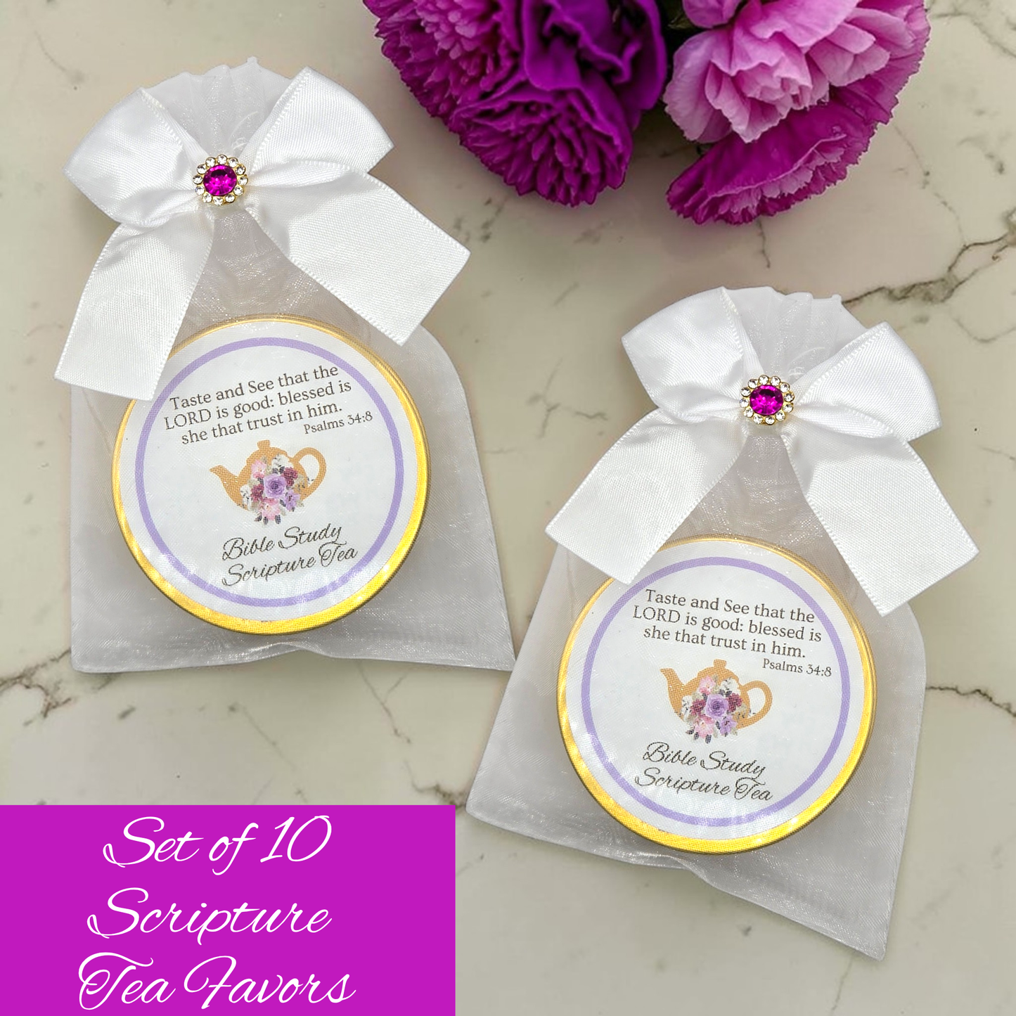 Teapot Scripture Tea Party Favors for Ladies (Set of 10)