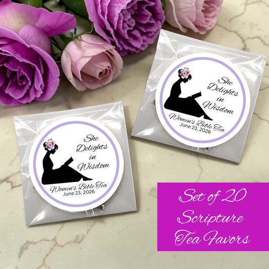 Wise Woman of God Silhouette Bible Tea Favors (Set of 20)