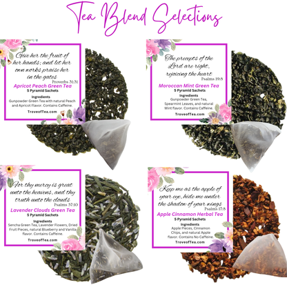 Personalized Womens Bible Retreat Gifts with Scripture Tea in Lavender (Set of 5)