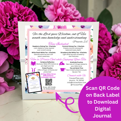 Wise Woman of God Oolong and White Tins of Tea Sampler Gift  with Bible Verses