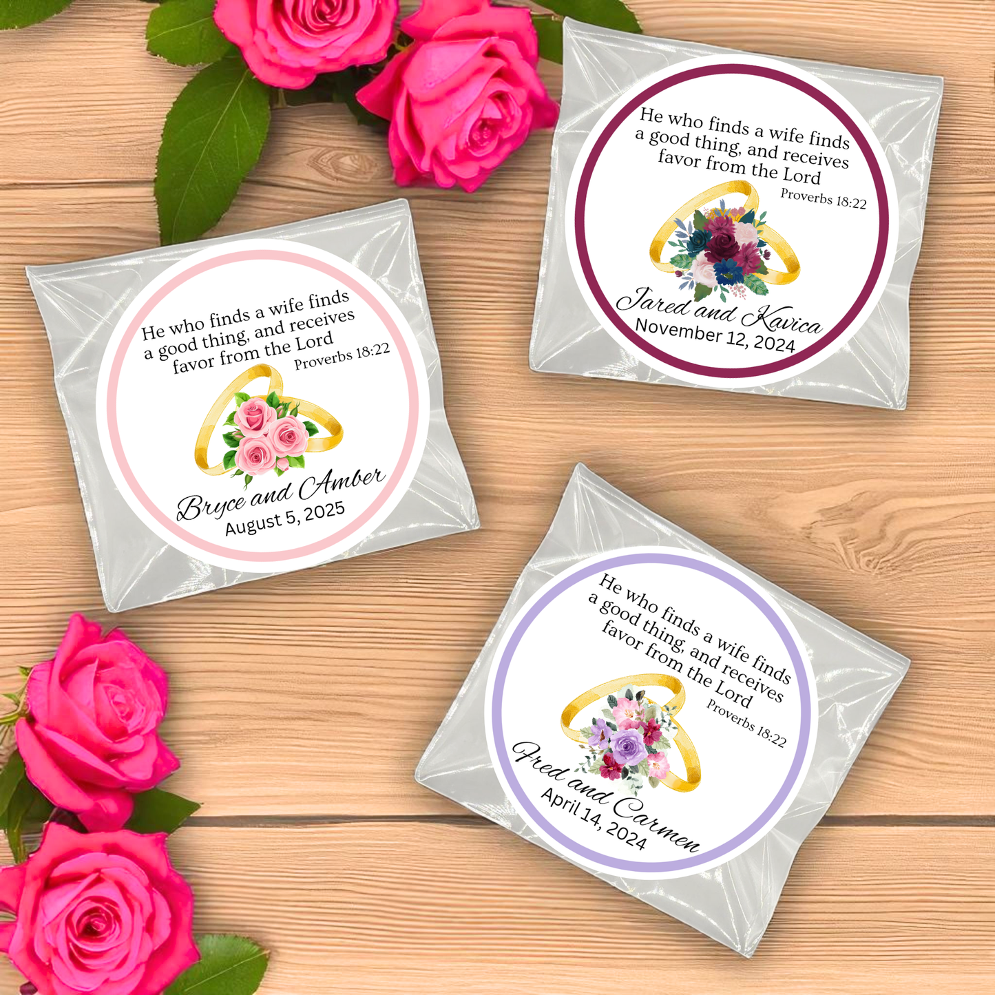 Wedding Rings Engagement Bible Verse Tea Bag Favor (Set of 20)