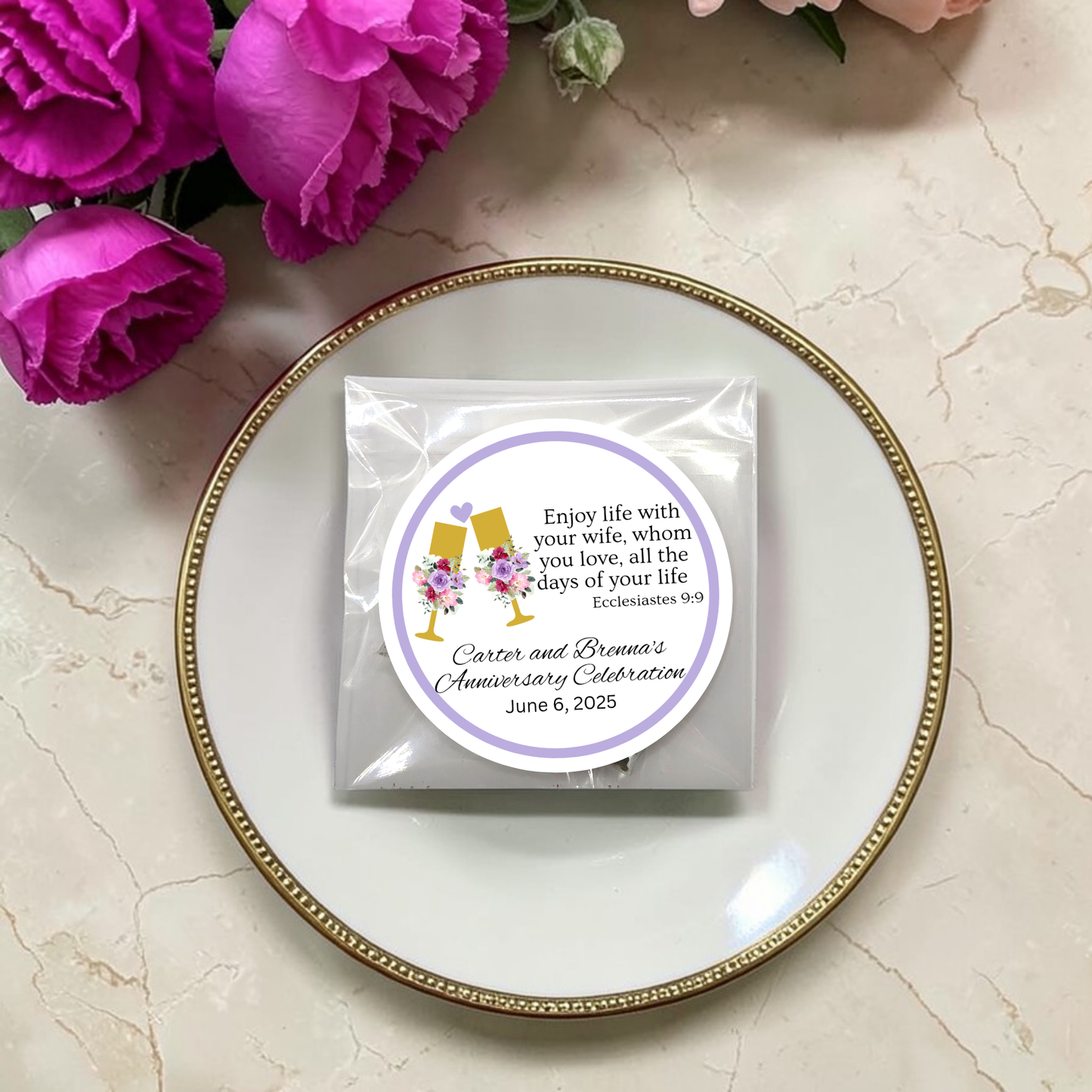 Glass Anniversary Bible Tea Bags as Party Favors (Set of 20)