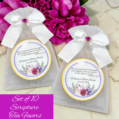 Bottom Floral Tea Party Favors for Ladies with Meditation Tea (Set of 10)