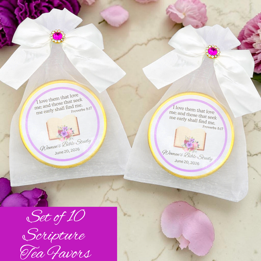 Seek and Find Ladies Ministry Tea Party Favors Scripture Tea Tins (Set of 10)
