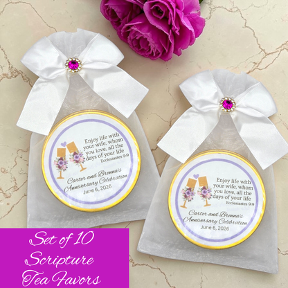 Glass Scripture Tea Bag Wedding Favors in Mini Tins (Set of 10)