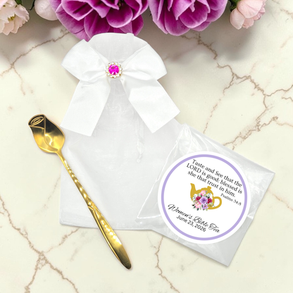 Rose Flower Teaspoon Favors with Scripture Tea (Set of 10)