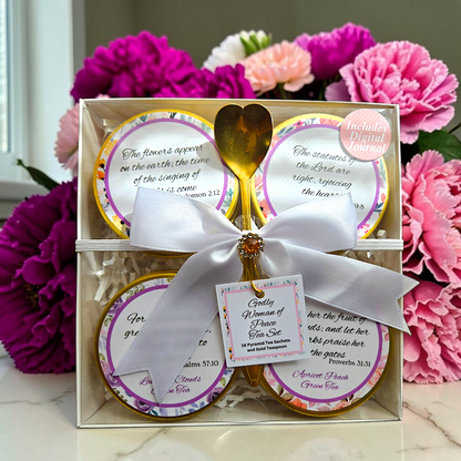 Godly Woman of Peace Green Tea Sampler Gift with Bible Verse Tins of Tea