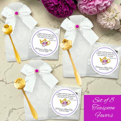 Flower Teaspoon Favors with Bible Tea (Set of 8)