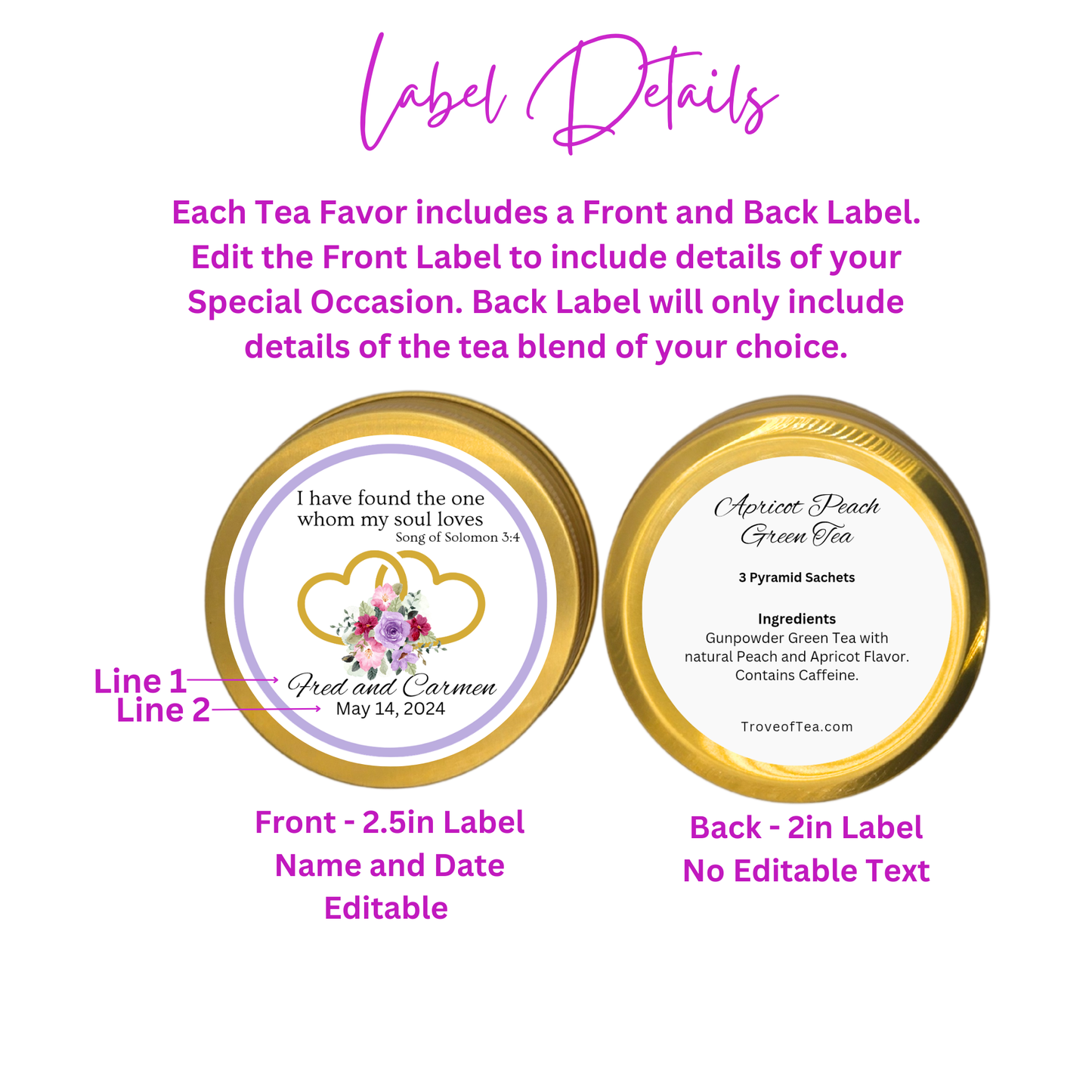 Heart Engagement Tea Party Prayer Favors  (Set of 10)