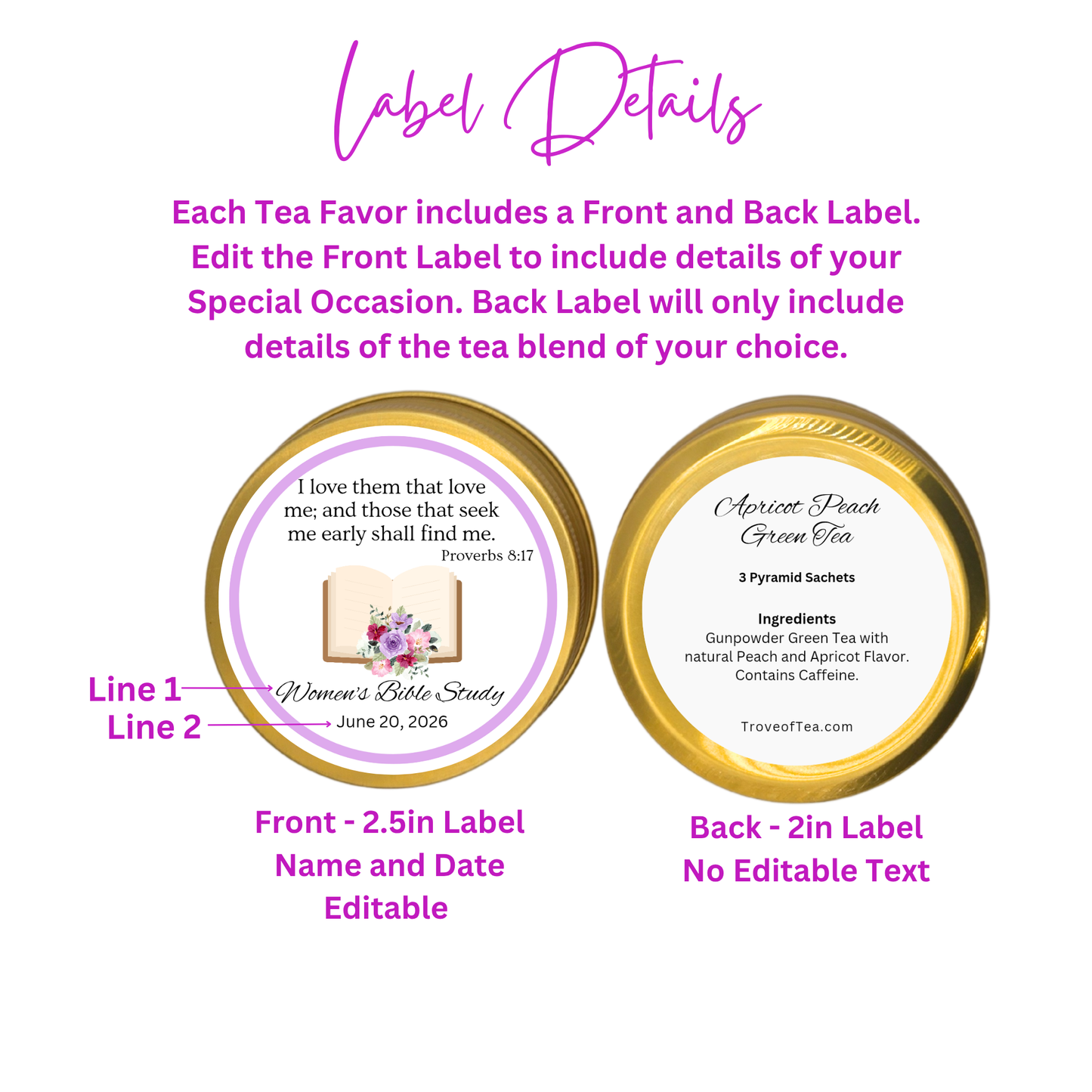 Seek and Find Ladies Ministry Tea Party Favors Scripture Tea Tins (Set of 10)