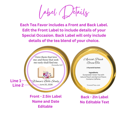Seek and Find Ladies Ministry Tea Party Favors Scripture Tea Tins (Set of 10)