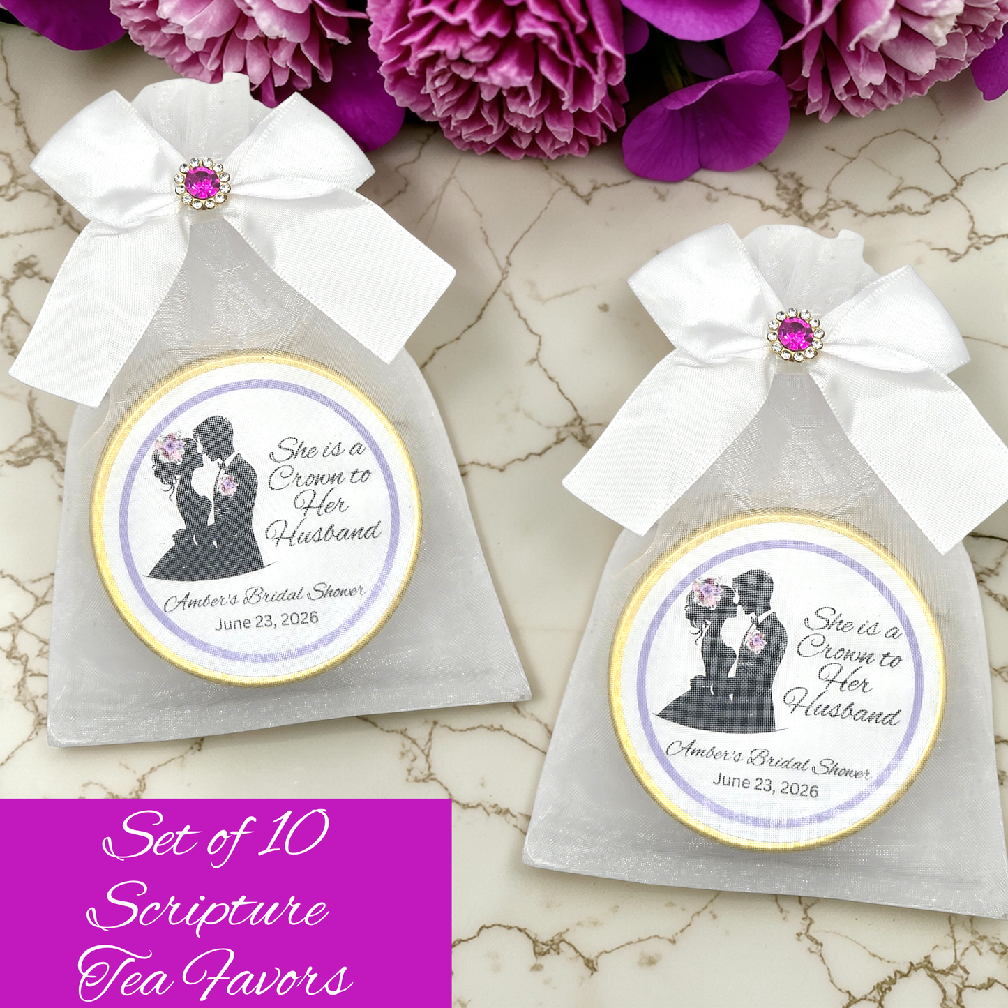 Crown Woman of God Bridal Shower Favors in Custom Tea Tins (Set of 10)