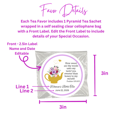 Honey Teapot Tea Party Favors with Biblical Scripture for Prayer Breakfast  (Set of 20)