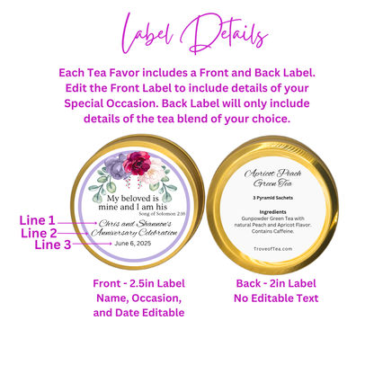 Top Floral Engagement Tea Party Tin Tea Favor (Set of 10)