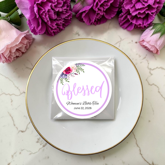 Blessed Floral Bible Tea Bag Favors for Bible Retreats & Ladies Tea Parties (Set of 20)