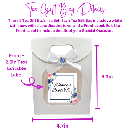 Personalized Bible Tea Party Gifts for Prayer Circle in Blue (Set of 5)
