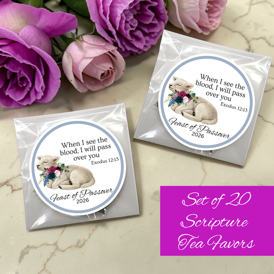 Passover Favors: Scripture Tea Bags for Biblical Feast of the Lord (Set of 20)