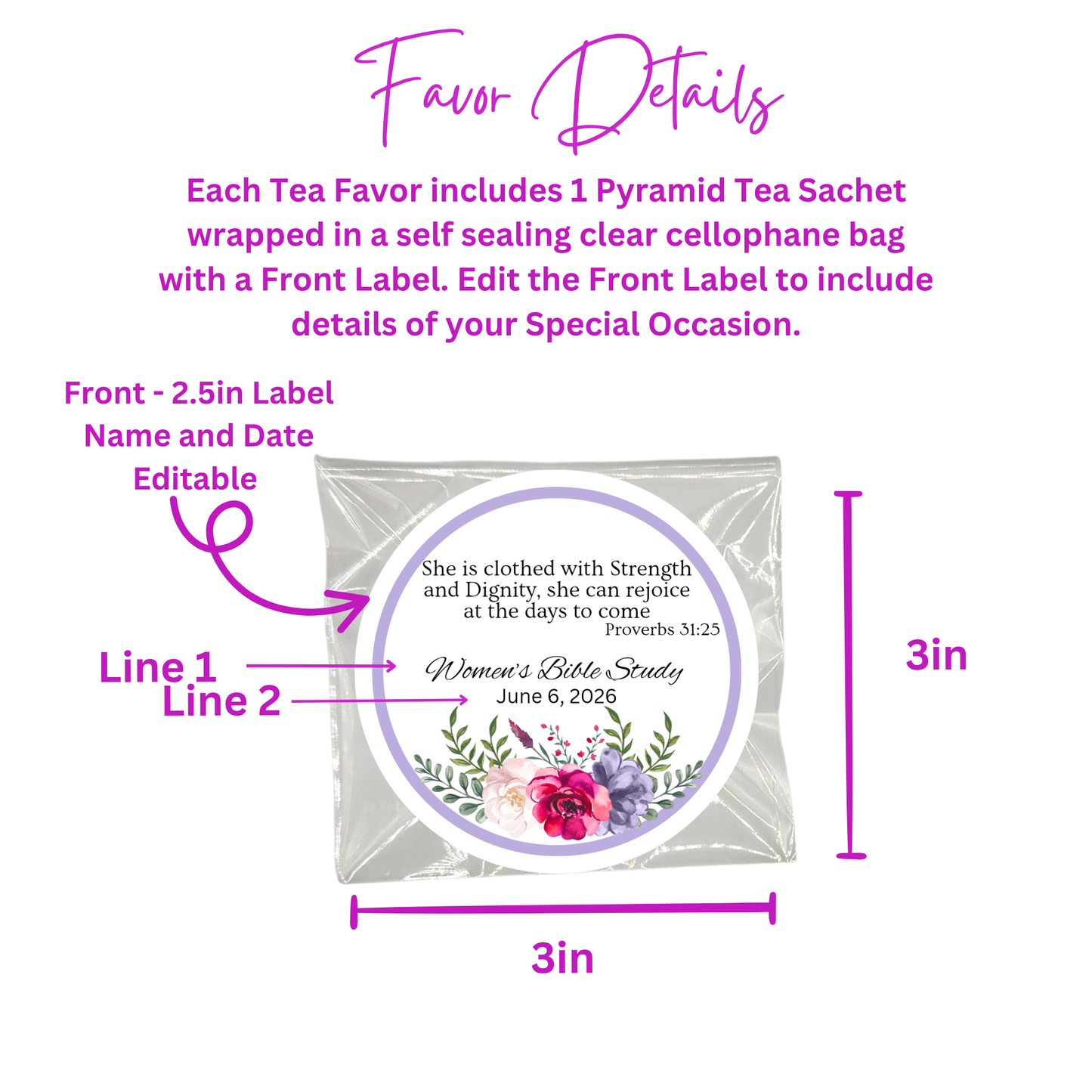 Bottom Floral Ladies Bible Verse Tea Bags (Set of 20)