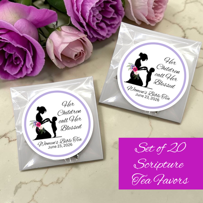 Blessed Woman Silhouette Scripture Tea Bag Favors (Set of 20)