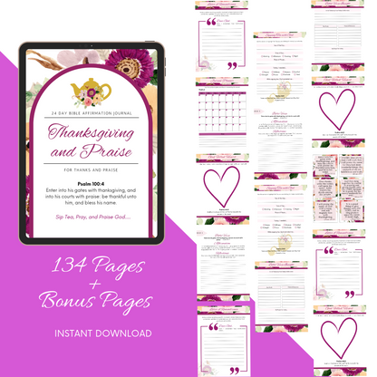 Thanksgiving and Praise Gratitude and Prayer Journal Printable (Digital Download)