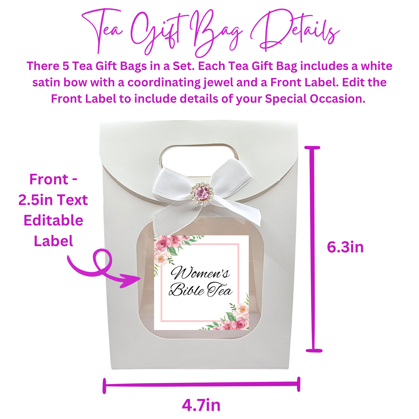 Personalized Womens Ministry Gifts for Ladies Tea Party in Pink (Set of 5)
