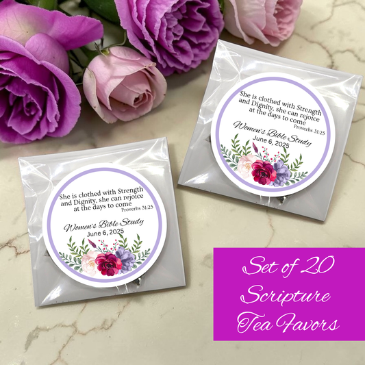 Bottom Floral Ladies Bible Tea Bag Party Favors (Set of 20)