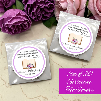 Seek and Find Scripture Tea Bags for Ladies Tea Party (Set of 20)