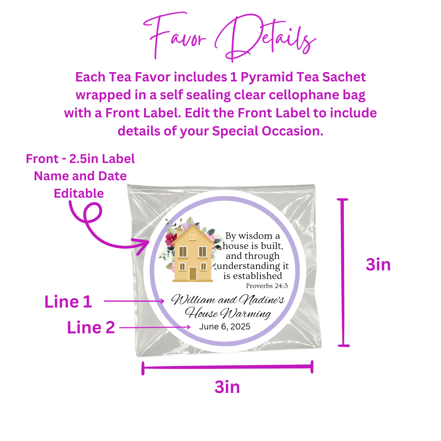 Housewarming Bible Tea Party Favors (Set of 20)