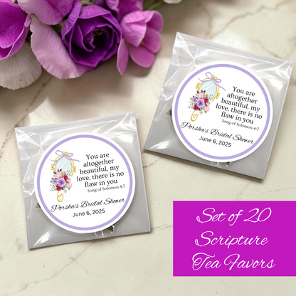 Mirror Bridal Shower Bible Tea Bag Party Favors (Set of 20)