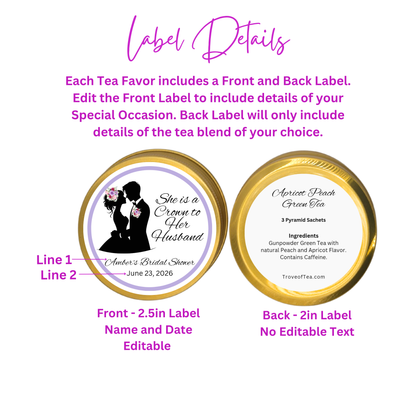 Crown Woman of God Bridal Shower Favors in Custom Tea Tins (Set of 10)