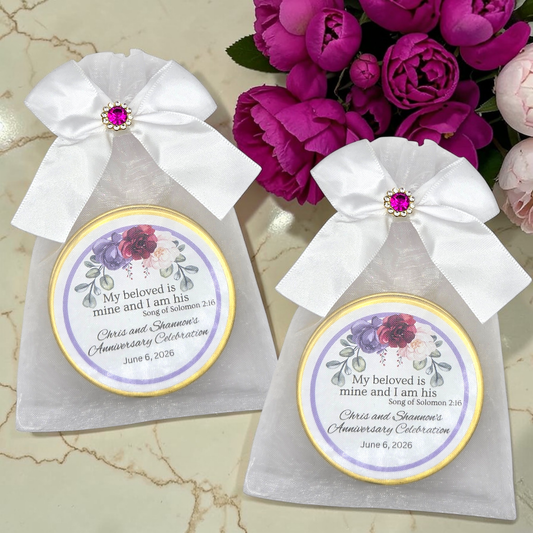 Top Floral Wedding Engagement Party Bible Verse Tin Tea Favor (Set of 10)