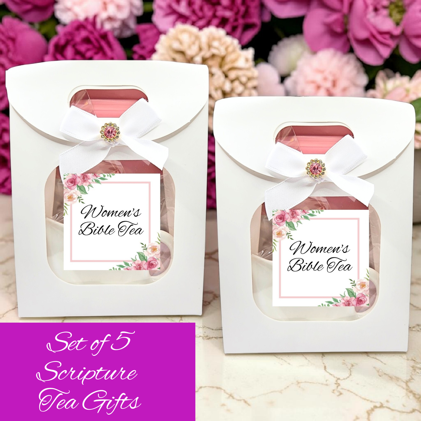 Personalized Womens Ministry Gifts for Ladies Tea Party in Pink (Set of 5)